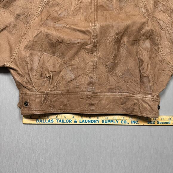 VTG Womens Cropped Distressed Jacket 70s Size S Tan Motorcycle Bomber Dolman - Picture 14 of 14